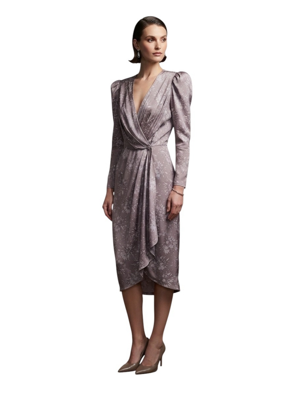 Wayne Clark Vintage Silk Draped Wrap Dress Size US 2 CDN 4 Light Purple